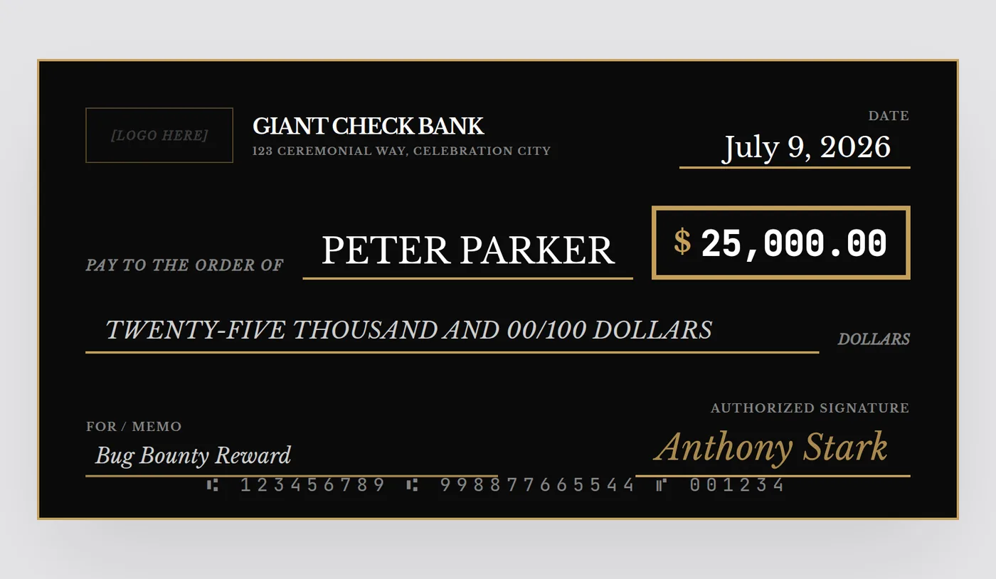 How much does a giant check cost