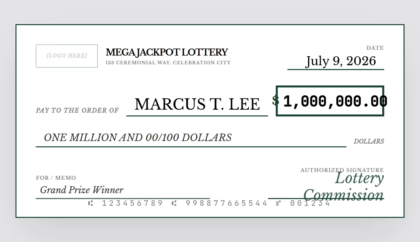 Giant check for a YouTube or TikTok video